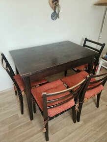 Komplet Halabala - rozkládací stůl + 4 židle