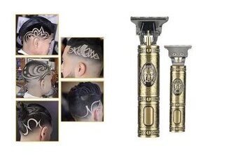 Zastřihovací a holící barber stroje USB nabíjení zlatý