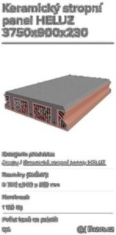 Keramický stropní panel HELUZ 3750x900x230