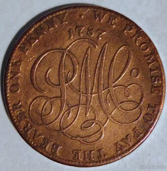 anglicka mince one penny 1787