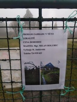 Prodám zahradu s chatkou