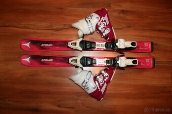 dievcenské lyže Atomic 90 cm , lyžaky Lange