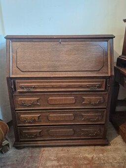 Rustikální dubový sekretář / psací komoda