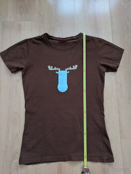 Hnědé dámské tričko se sobem