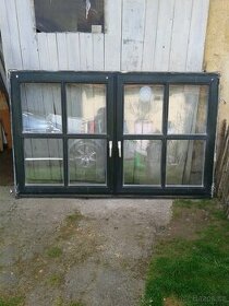 2 kusy - Dřevěné okno 210 x 130 cm