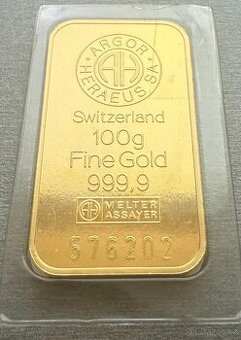 Zlatý slitek 100 g Argor-Heraeus