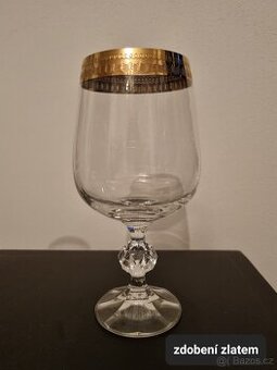 Sada vinnych skleniček, brousene sklo,zlato