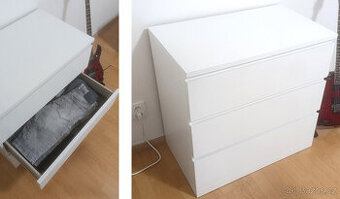 Bíla komoda se 3 zásuvkami MALM (IKEA)