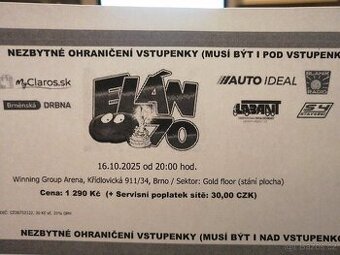 Lístky na koncert Elán70 Brno 16.10.2025
