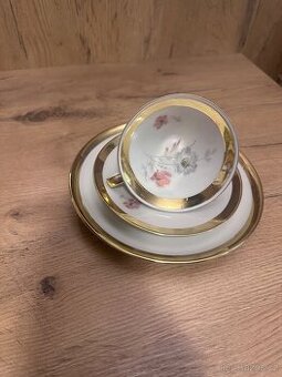 Vintage porcelánové trio Eschenbach Bavaria – zlacené