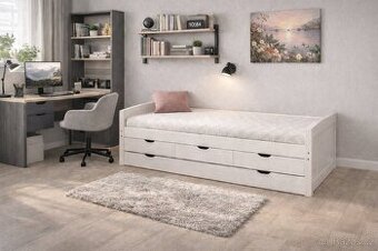 Multifunkční vyvýšená postel z masivu NOVÁ