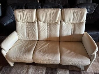 Kožená krémová pohovka,6047