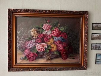 Starý obraz olej na plátně z roku 1941