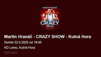Lístky na Crazy Talk Show Martina Hranáče v Kutné Hoře