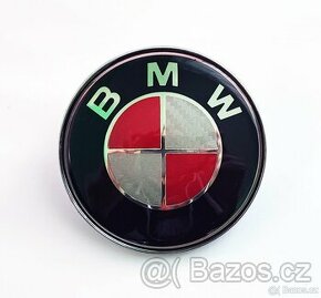 BMW přední i zadní znak červenobílý karbon 82mm