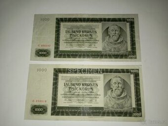 BANKOVKY 1000 K 1942, JEDNOPÍSMENNÉ SÉRIE