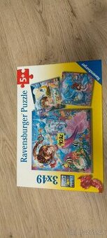 Dětské puzzle motiv mořských panen 3x49 dílků
