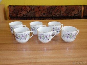 Sada porcelánových hrnků - " Dubí " s dekorem fialek