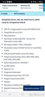 Krásná bílá TV T2 satelit atd