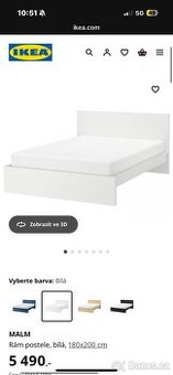MALM IKEA bílá 180x200