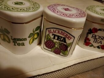 3 porcelánové dozy na čaj