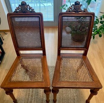 4x starožitná židle z masivu, období historismus