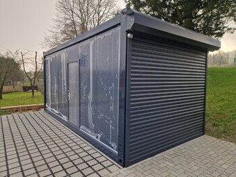 Kontejner montovaný s izolaci 3x6m, garáž, el. Vrata, nový