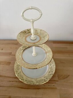 Retro porcelánový etazér, patrový talíř