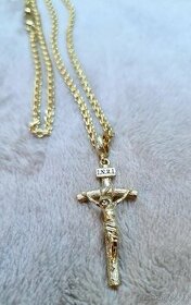 Zlatý přívěsek Křížek s Ježíšem 585/14Karat - 1