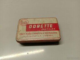 Stará plechová krabicka Dorette Pastilles, Lipo.