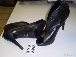 boty dámské - černé - kožené vel 38 podpatek