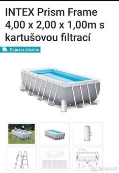 Bazén INTEX 4x2x1m filtrace + schudky - koupeny v cervnu