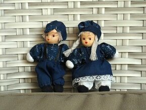 Porcelánová panenka - folklórní dvojice, modrotisk