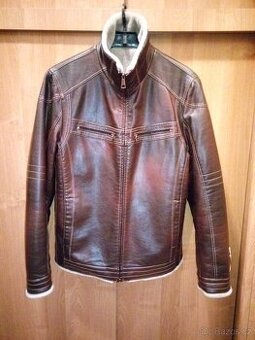 Pánská zimní bunda s kožíškem,  umělá kůže.