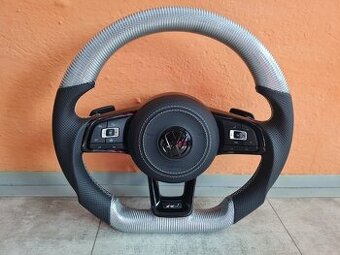 VOLANT VOLKSWAGEN R LINE GTI - KOZA / BIELY KARBON / BORDOVY
