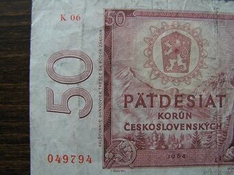 50 KORÚN 1964 NAJVZÁCNEJŠIA séria: K 06 - 1