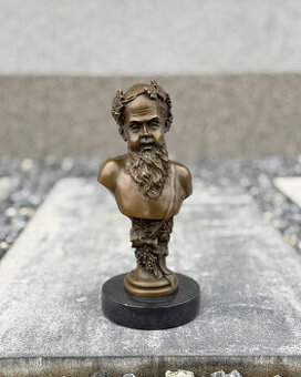 Bronzová busta Bacchus socha boha vína antická luxus dekor