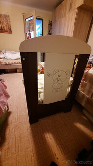 Dětská postýlka medvídek (motýlek Drewex) + rošt a matrace