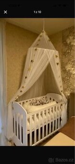 Dětská postýlka 3v1 + zdravotní matrace + příšlušenství