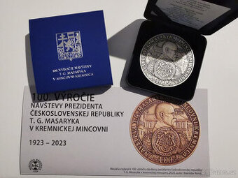 Ag medaila 100.výročie návštevy Masaryka v Mincovni Kremnica