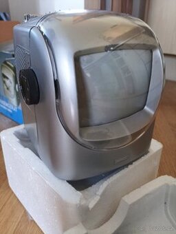 Retro přenosná černobílá TV DENVER DTV-560 s AM/FM rádiem