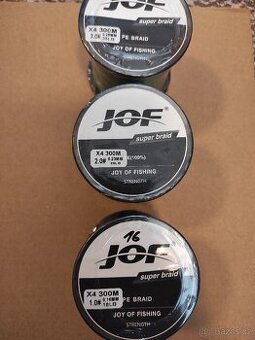 Rybářské pletené šňůry Jof 300m. průměr 28,23,16 mm
