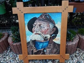 Starý obraz, muž s dýmkou, námořník