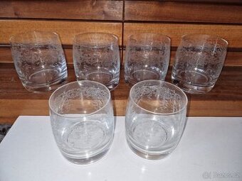 6 ks křišťálových retro sklenic na rum/whiskey