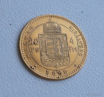 4 zlatník 1888 KB ,FJI, zlato 900/1000