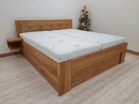 Nová Dubová dřevěná masivní postel, nosnost 700 kg, Odvezu - 1