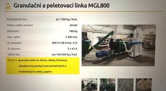 Granulační a peletovací linka MGL 800