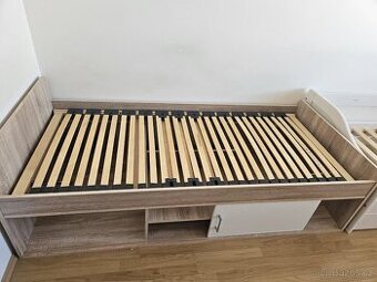 Postel - hnědá s polohovacím roštem 900 x 2000 mm - 1