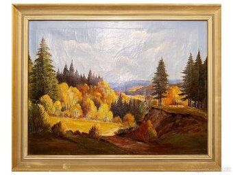 Obraz podzim na Šumavě, olejomalba na plátně 60x80