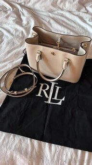 Lauren Ralph Lauren kabelka béžová - pravá kůže a zlaté prvk